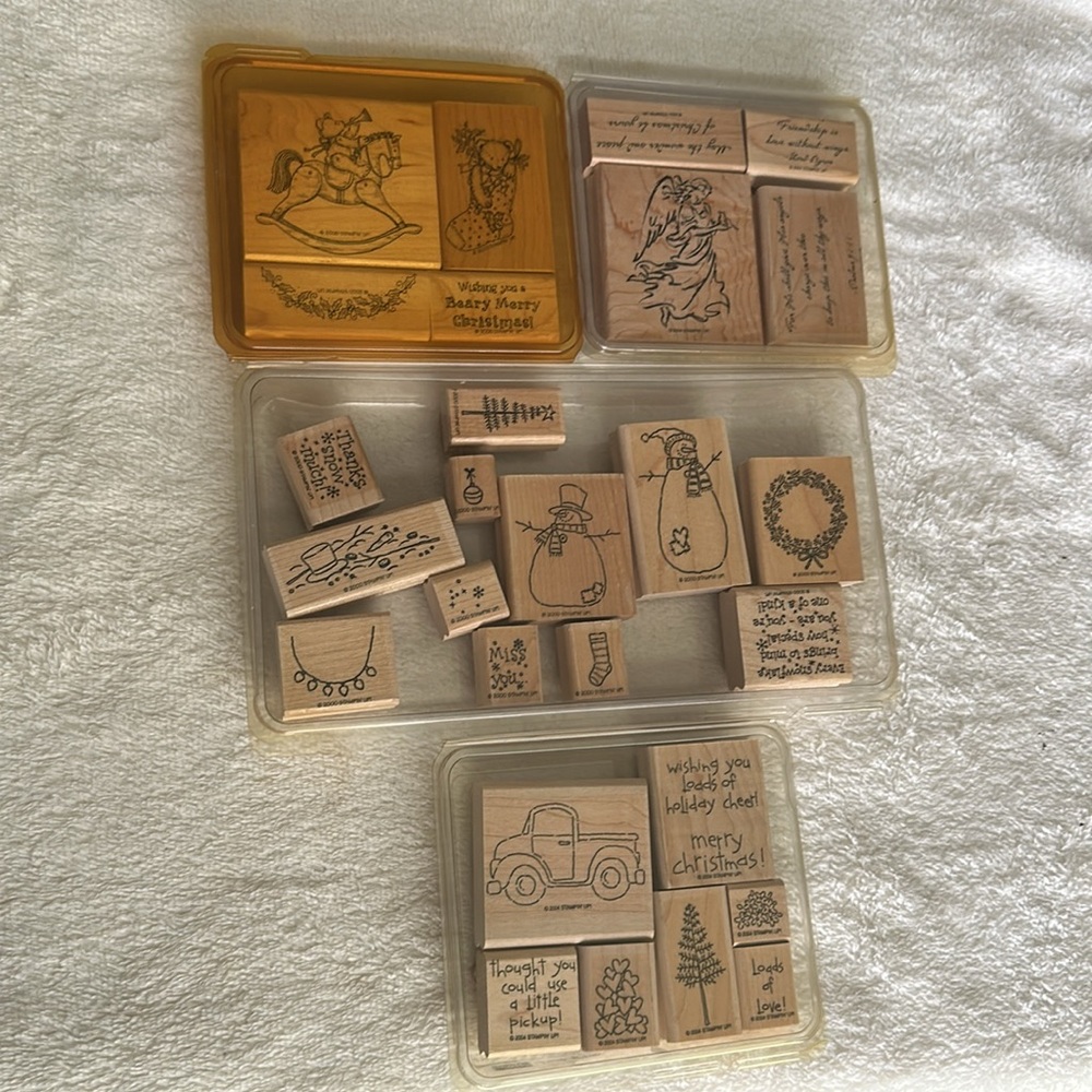 Stampin' Up! Wooden Stamps Sets (4) Christmas themed